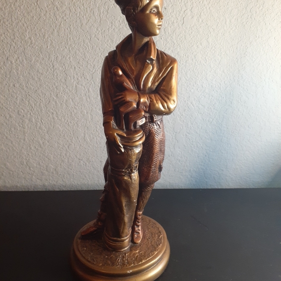 EXQUISITE Signed 1992 Austin Sculpture 11" GOLF CADDY Copper Finish Sculpture. - Picture 6 of 6